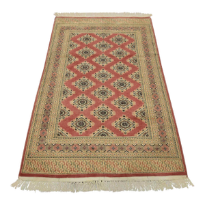 Bokhara Jaldar Rug 4’2” X 6’7” Pink Wool Tribal Hand-Knotted Oriental Carpet