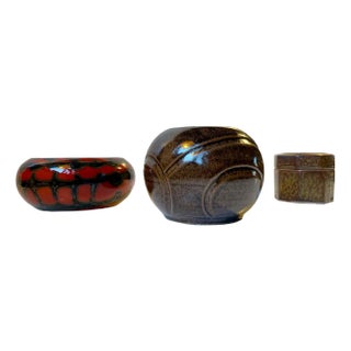 Scandinavian Modern Studio Vases in Glazed Ceramic, 1960s, Set of 3 For Sale