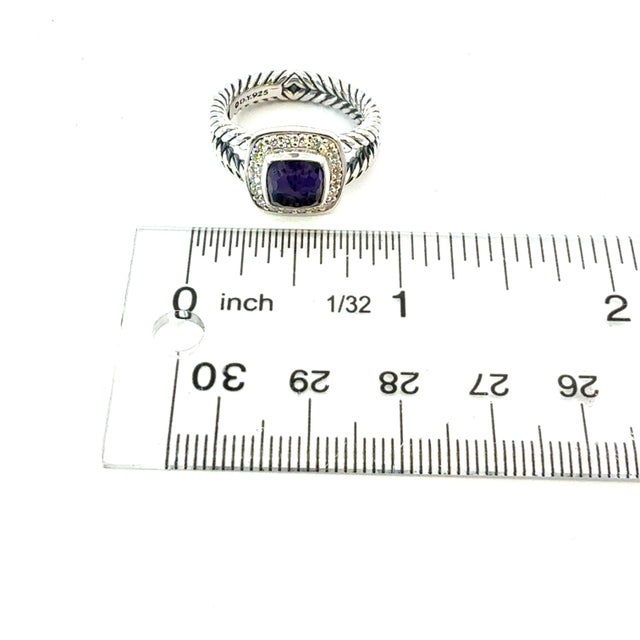1990s David Yurman Amethyst Black Orquid Diamond Ring Size 7.5 Silver Estate For Sale In New York - Image 6 of 7