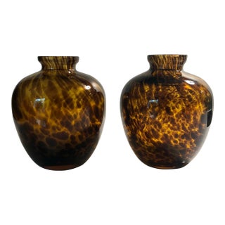 Vintage Tortoise Motif Bud Vases - A Pair For Sale