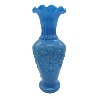 Blue Opal Glass Vase, 1900s For Sale