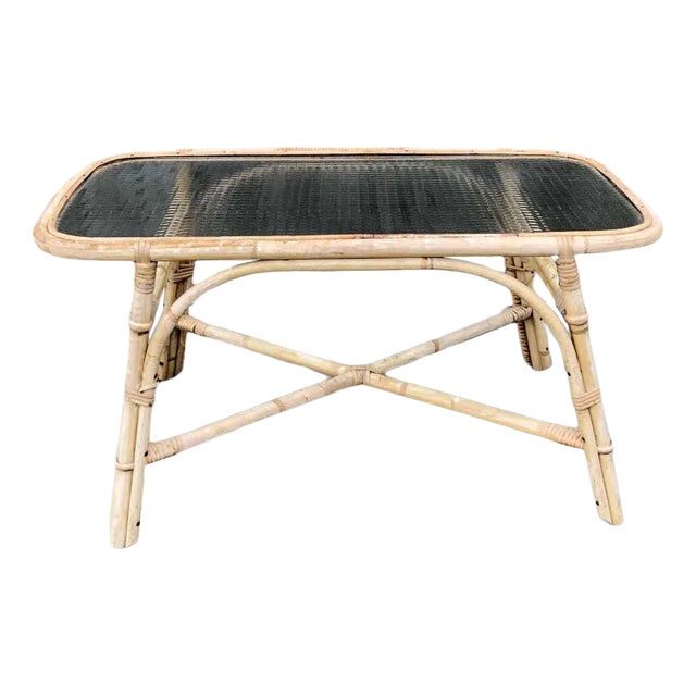 Vintage Bamboo Coffee Table For Sale