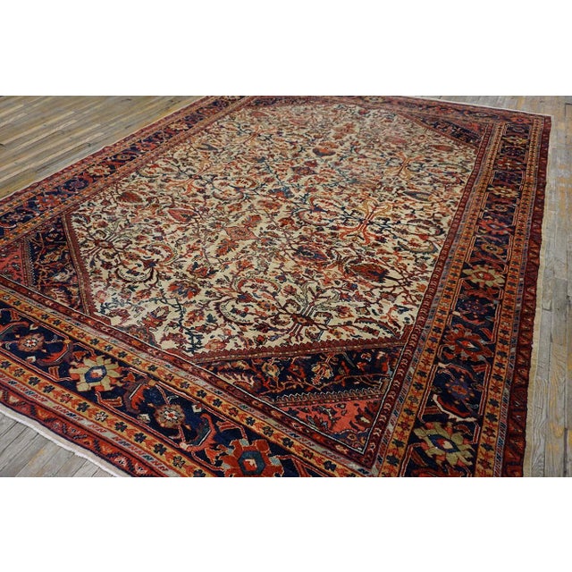 Traditional Stunning Ivory Open Field and Allover Design Sultanabad Style Antique Persian Rug For Sale - Image 3 of 12