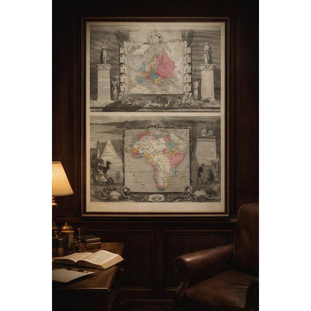 Antique Maps of Europe and Africa by Levasseur, 1845, Set of 2 For Sale - Image 3 of 18