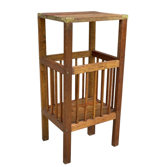 Vintage Farmhouse Country Pine Plant Stand Occasional Side Table For Sale - Image 12 of 12