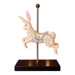 Vintage Hamilton Collection White Rabbit | Art of the Carousel | Hand-Painted Carnival Animal Sculpture For Sale