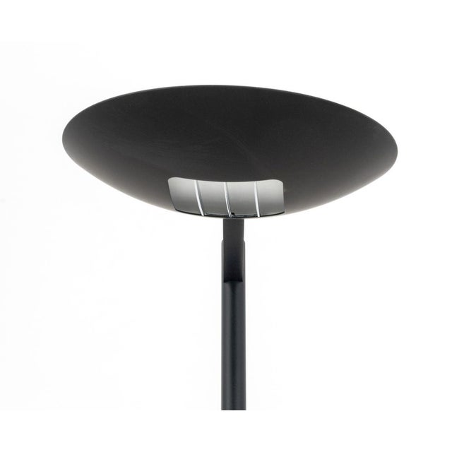 Pair of Estiluz Black Patinated Metal Adjustable Floor Lamps, with adjustable and articulated reading light, on circular...