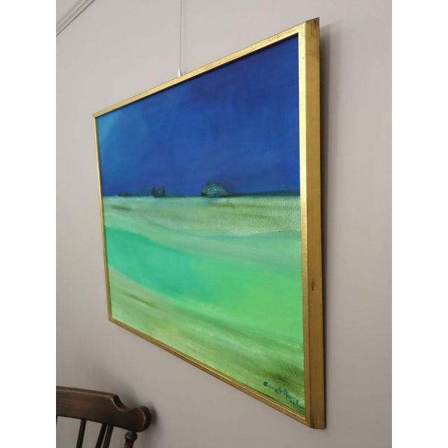 Mid 20th Century Mid-Century Modern 'Where the Sky Deepens' Swedish Original Abstract Landscape Oil Painting, Framed For Sale - Image 5 of 13