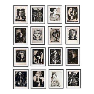 Set of 16 – "Picasso's Female Heads" | Framed Black & White Gallery Wall Collection After Pablo Picasso For Sale