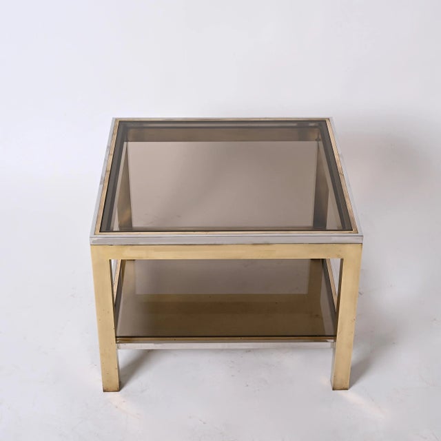 Metal Mid-Century Italian Brass Chrome and Glass Coffee Table, 1970s For Sale - Image 7 of 18