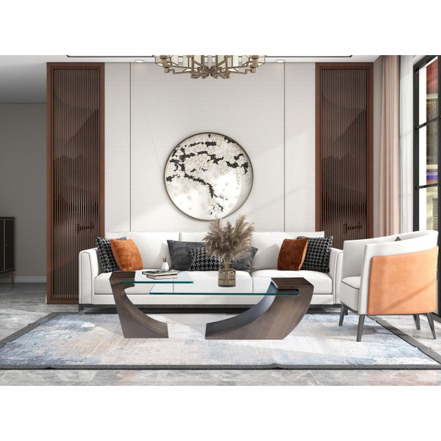 2010s Modern Greg Sheres Style Walnut and Bronze Cocktail Table For Sale - Image 5 of 5