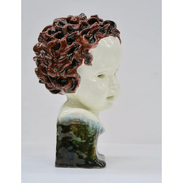 1920s Austrian Ceramic Head Sculpture by Friedrich Goldscheider, 1923 For Sale - Image 5 of 8