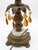 Mid-Century Modern Vintage 1970s Hollywood Regency Brass Palm Tree Table Lamps – Pair With Amber Crystal Drops & Large Gold Fabric Shades For Sale - Image 3 of 6