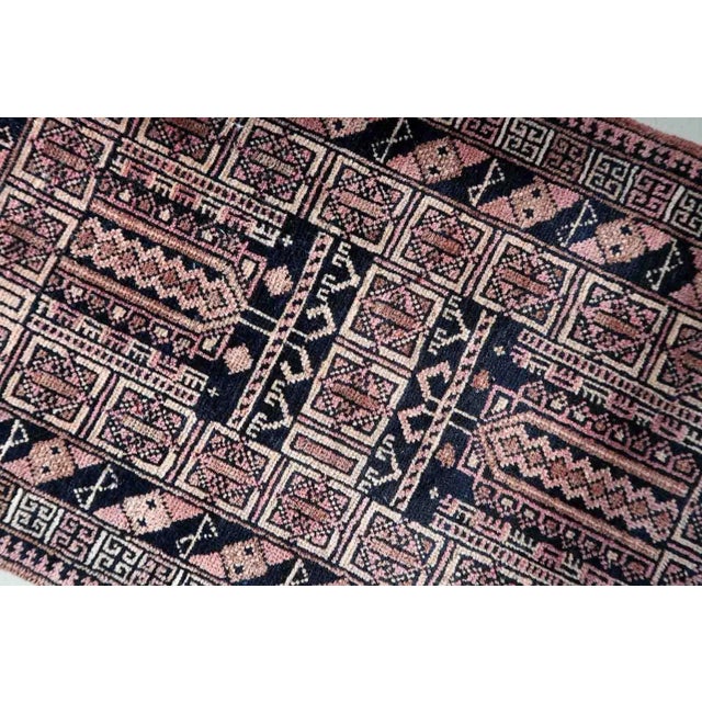 1950s Handmade Vintage Afghan Baluch Rug 1.6' X 2.7' For Sale - Image 9 of 10