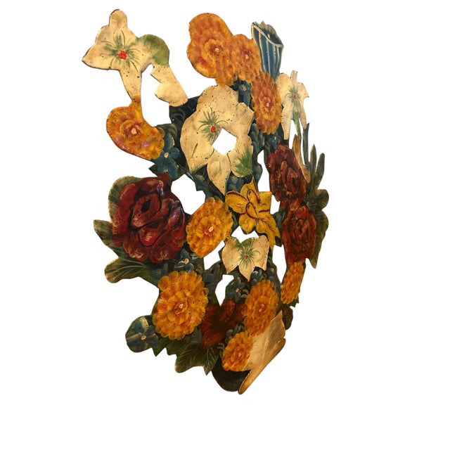 1930s Tole Floral Fireplace Screen For Sale - Image 9 of 12