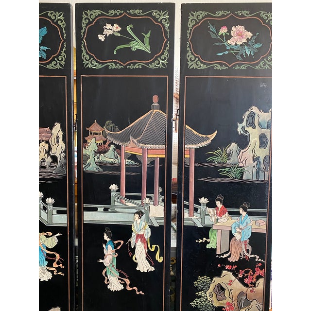 Antique Asian 6Panel Room Divider Screen Chairish