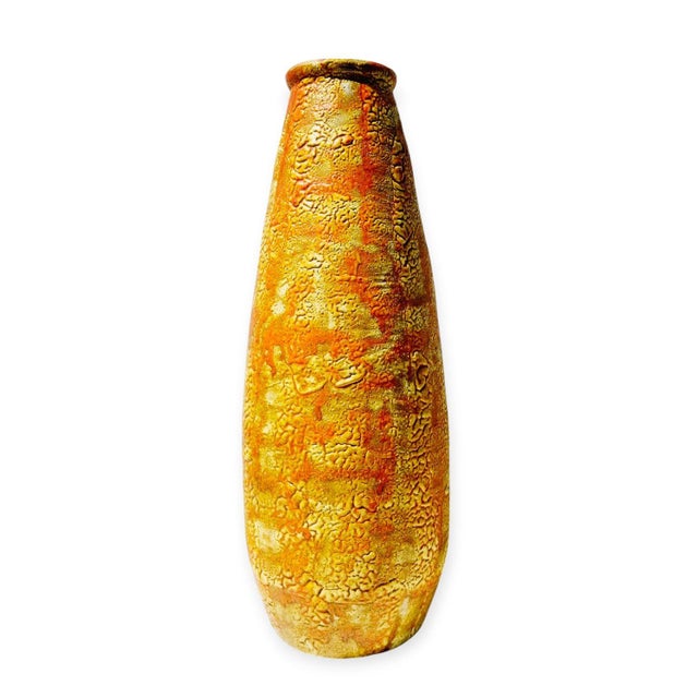 Orange Vintage Bohemian Style Yellow Ceramic Vase, 1970s For Sale - Image 8 of 8