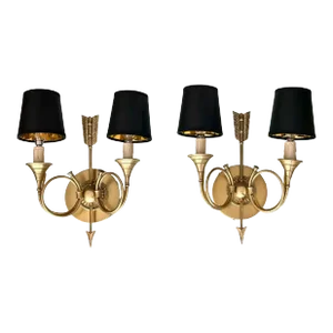 Pair French Empire Style Arrow Horn Wall Sconces