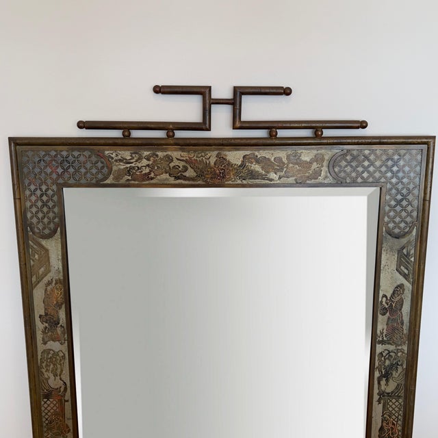 Mid-Century Modern 1960s Philip and Kelvin LaVerne "Chine Fret" Rare Mid-Century Modern Mirror, Signed For Sale - Image 3 of 9