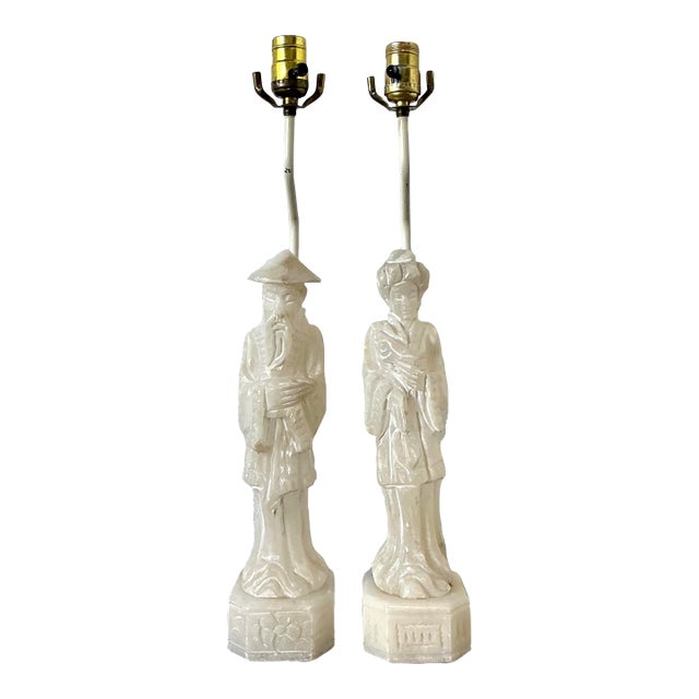 Vintage Asian Carved Stone Couple For Sale