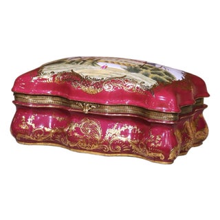 Early 20th Century French Sevres Gilt Ormolu and Porcelain Jewelry Table Box For Sale