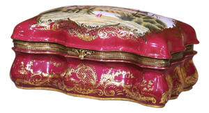 Early 20th Century French Sevres Gilt Ormolu and Porcelain Jewelry Table Box