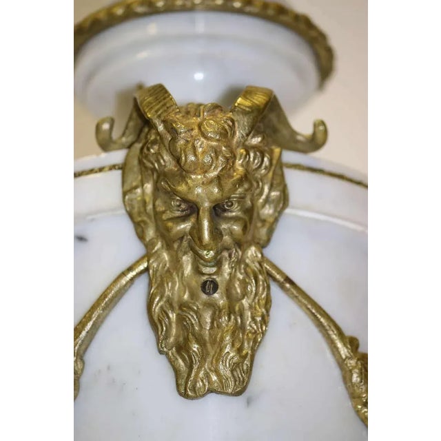 19th C. Monumental 25” White Marble Gilt Bronze Mount Cassolette Urn For Sale - Image 4 of 9