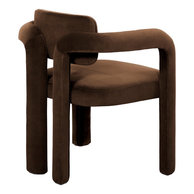 Double Arch Dining Chair in Dark Brown Cotton Velvet from Insidherland For Sale