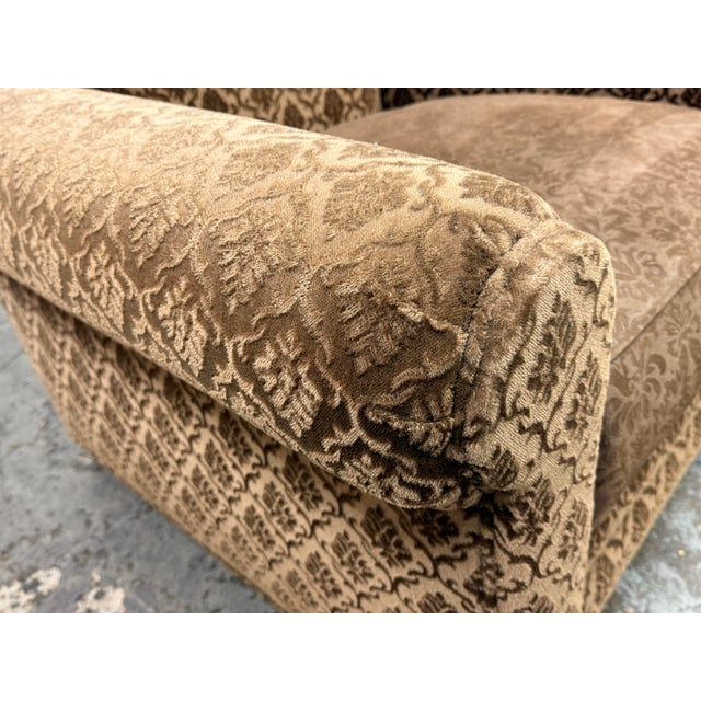 Custom Design Cut Mohair + Suede Lounge Chair + Nailhead Trim For Sale - Image 10 of 12