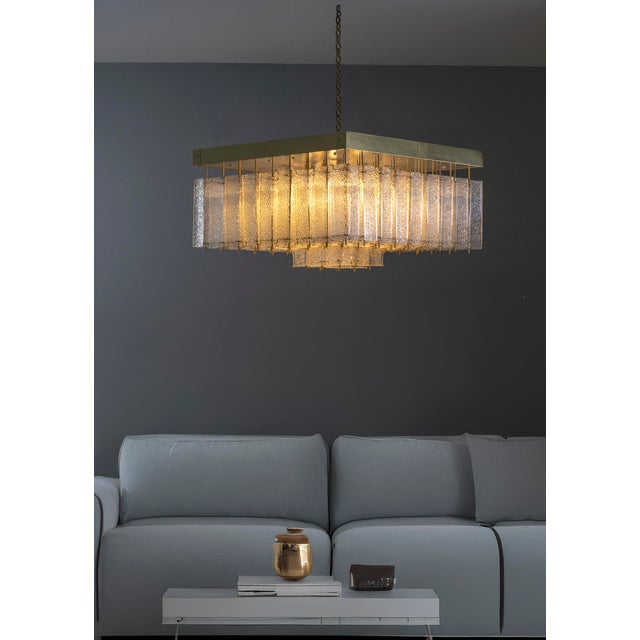 1960s Bohemian Flush-Mount Light in Textured Glass & Brass, 1960s For Sale - Image 5 of 18