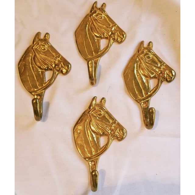 Vintage Brass Horse Head Hooks Set of 4 Chairish