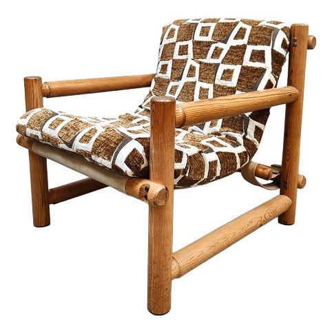 Vintage Scandinavian Lounge Chair in Pine, 1960s For Sale