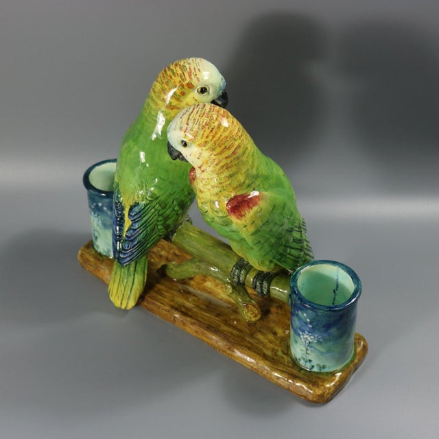 Rare Delphin Massier Parrots Figural Vase For Sale - Image 6 of 18