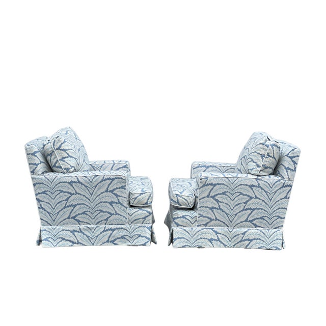 Pair of Baker Furniture Company Club Chairs in Brunschwig & Fils For Sale - Image 9 of 18
