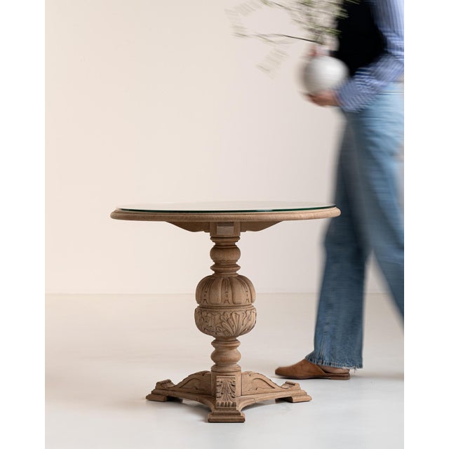 1970s 1970s Neo-Renaissance Carved Table With Glass Top For Sale - Image 5 of 9