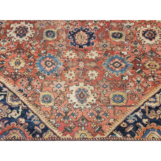 Antique Persian Mahal Sultanabad Rug, Hand-Knotted Wool, Geometric Pattern, Rust-Red & Navy, 10x12 For Sale In Chicago - Image 6 of 16