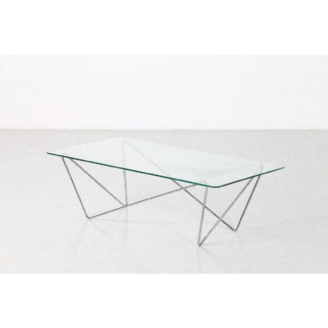 Vintage Glass Table with Metal Legs, Italy, 1970s For Sale - Image 3 of 5