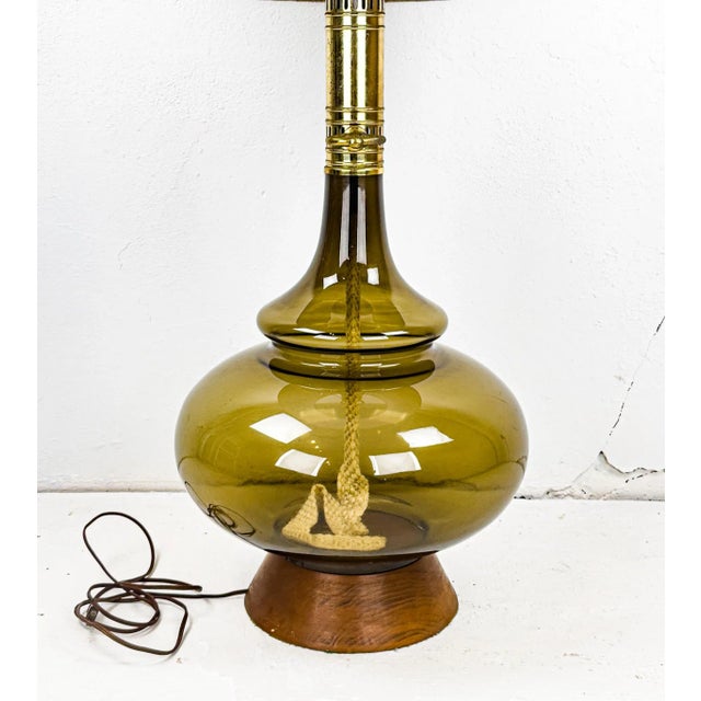 Midcentury Modern Smoked Glass Kerosene Lantern Inspired Table Lamp For Sale - Image 12 of 16