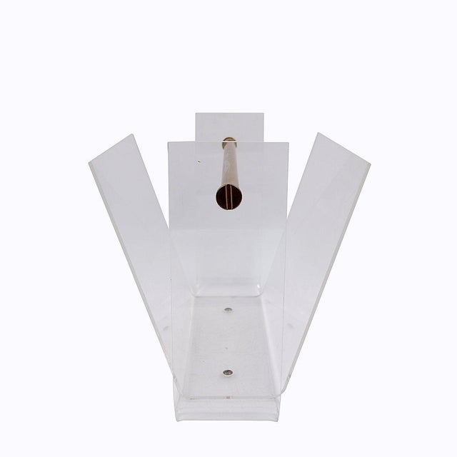 Metal Omega Magazine Rack in Acrylic Glass attributed to David Lange for Roche Bobois, 1970 For Sale - Image 7 of 11