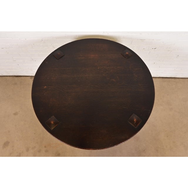 Early 20th Century Miller Cabinet Co. Antique Mission Oak Arts & Crafts Center Table or Lamp Table, Circa 1910 For Sale - Image 5 of 10