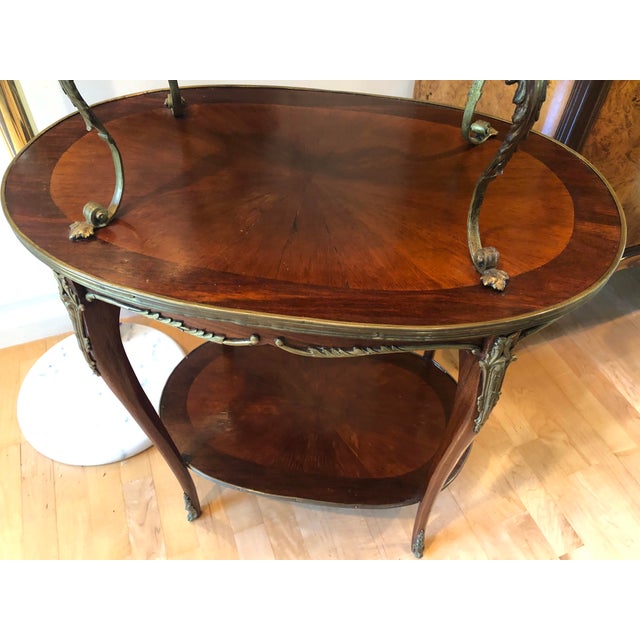 French Style 3-Tier Marble Top Mahogany Accent Table For Sale In San Francisco - Image 6 of 9
