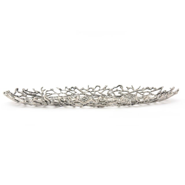 2000 - 2009 Donna Karan for Lenox Abstract Coral Silver Oval Tray For Sale - Image 5 of 11