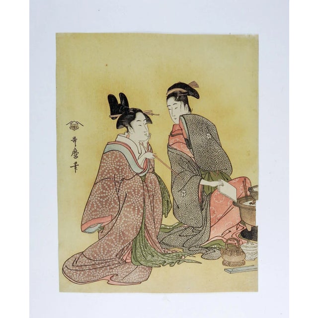 Modern Early 20th Century Kitagawa Utamaro Woodblock Print For Sale - Image 3 of 4