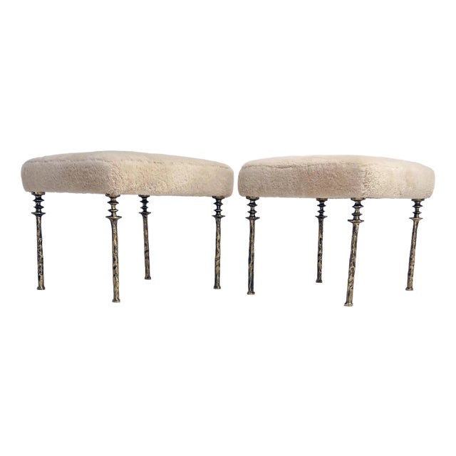 Sorgue Stools. Gold Bronze - Set of 2 For Sale