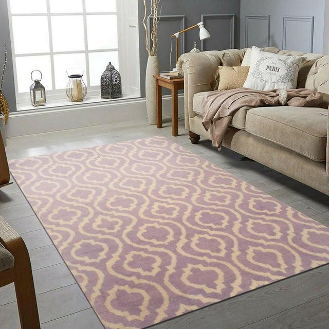 Contemporary 9x12 Purple Hand-Knotted Wool Ogee Lattice Geometric Modern Carpet Rug For Sale - Image 3 of 4