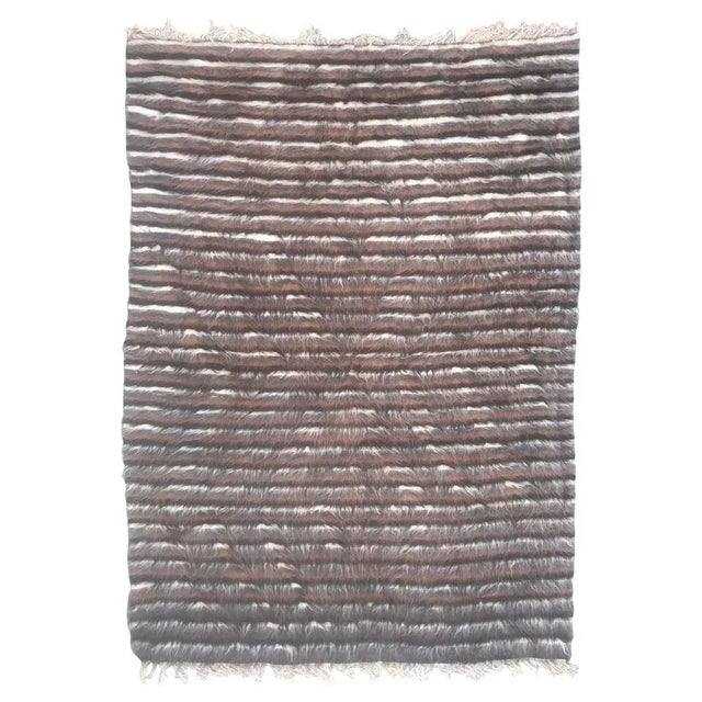 Mid-Century Modern Goat Hair Moroccan Rug with Stripes For Sale - Image 8 of 8