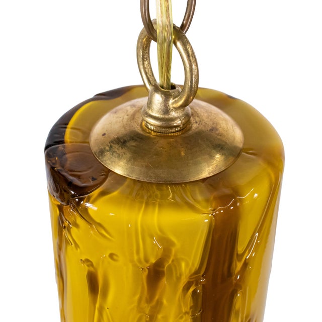 Mid 20th Century Set of 4 Mid-Century Murano Tubular Pendant Lights in Amber Cased Over White Glass Inspired by Carlo Nason For Sale - Image 5 of 18