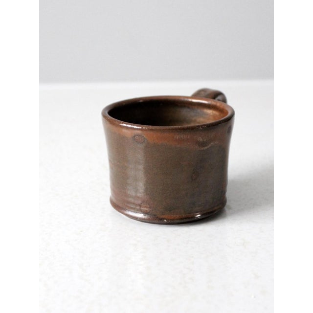 Brown Vintage Studio Pottery Mug For Sale - Image 8 of 8