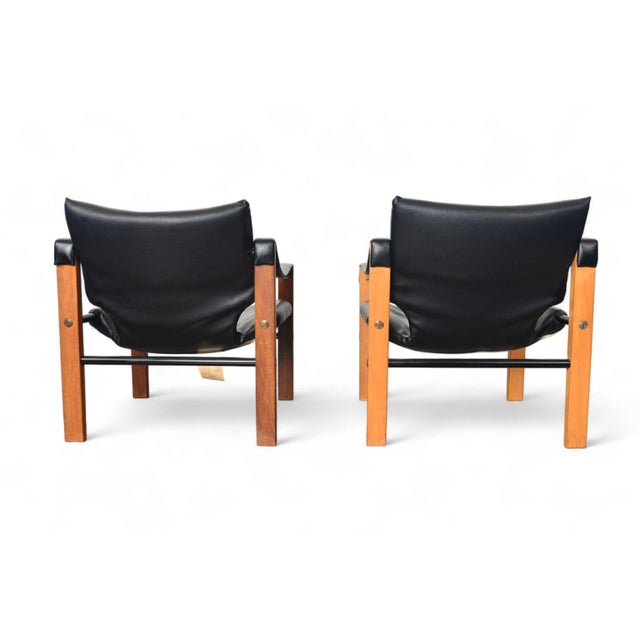 Pair of Mid 20th Century Maurice Burke Safari Lounge Chairs + Ottoman For Sale In San Francisco - Image 6 of 10