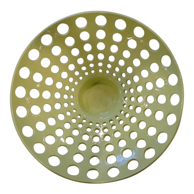Lawrence McRae Ceramic Chartreuse Low Fade Bowl For Sale